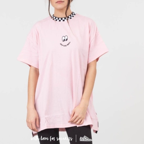 Lazy Oaf x Vans Pink and Black Checkered Tee - Picture 1 of 5